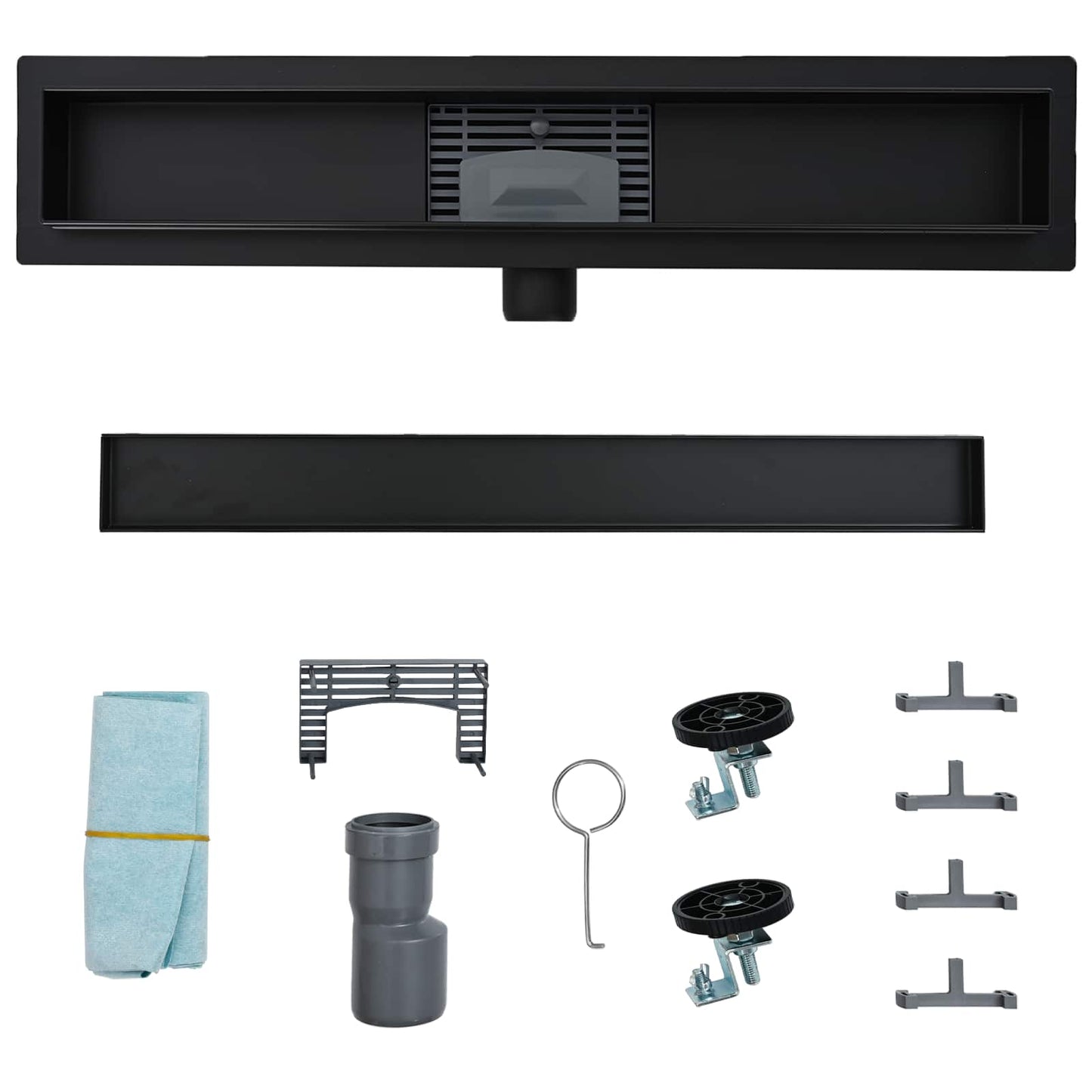 2 in 1 Shower Drain Black 90 cm Stainless Steel 304