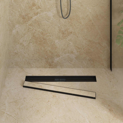 2 in 1 Shower Drain Black 80 cm Stainless Steel 304