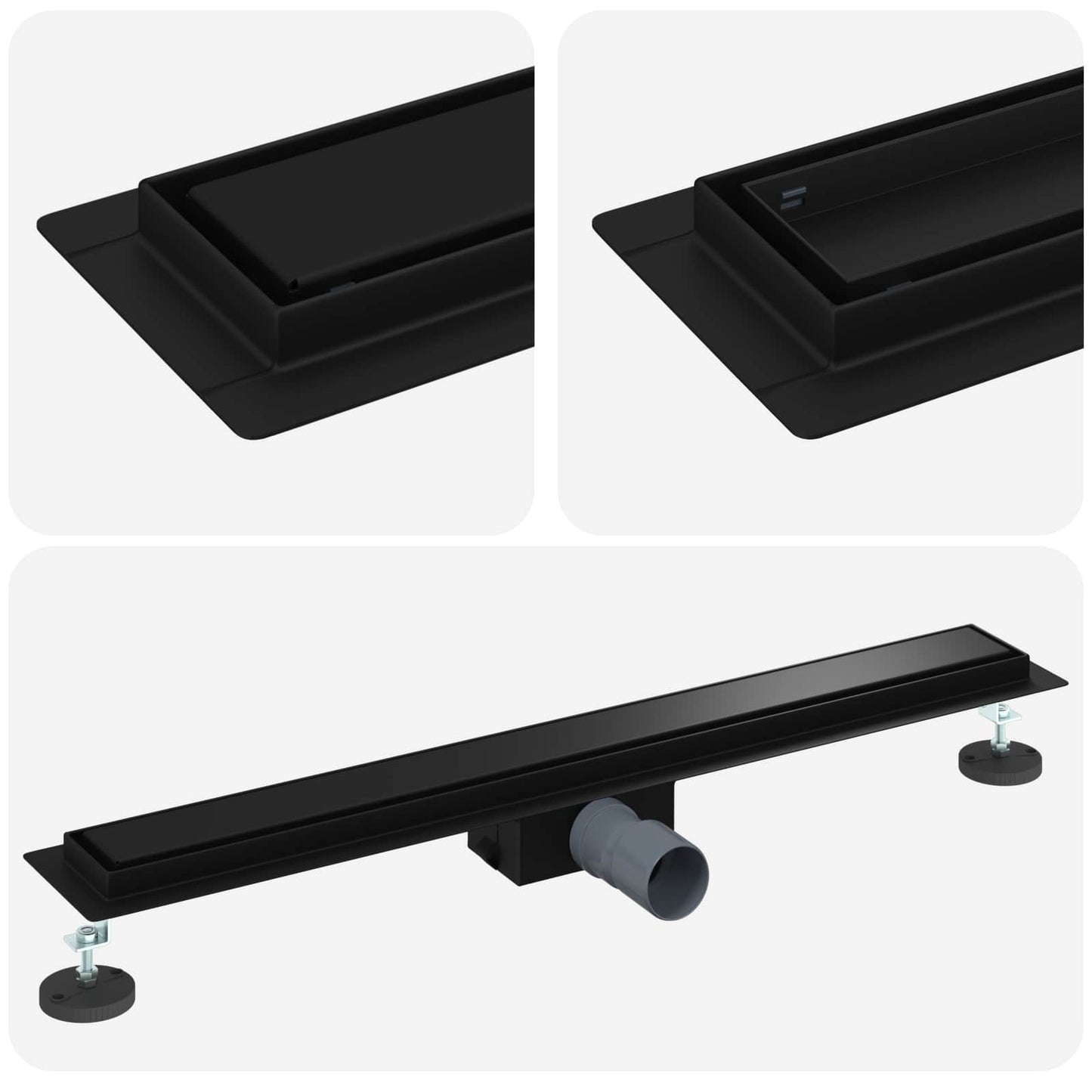 2 in 1 Shower Drain Black 80 cm Stainless Steel 304