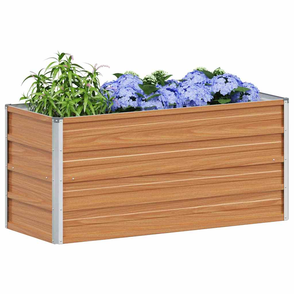 Garden Raised Bed Light Brown 100 x 40 x 45 cm Galvanised Steel