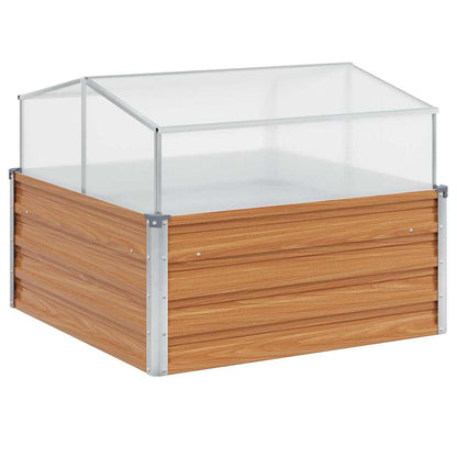 Garden Planter with Greenhouse Light Brown 100 x 100 x 77 cm
