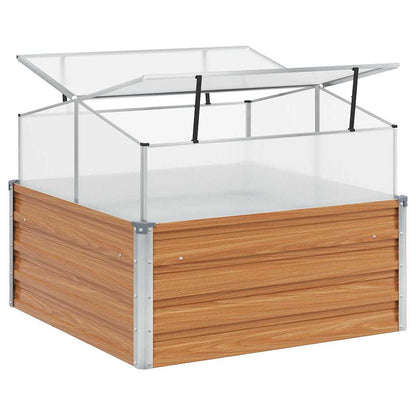 Garden Planter with Greenhouse Light Brown 100 x 100 x 77 cm