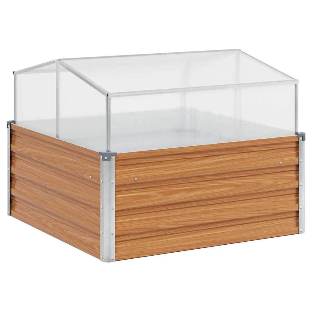 Garden Planter with Greenhouse Light Brown 100 x 100 x 77 cm