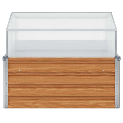 Garden Planter with Greenhouse Light Brown 100 x 100 x 77 cm