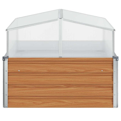 Garden Planter with Greenhouse Light Brown 100 x 100 x 77 cm