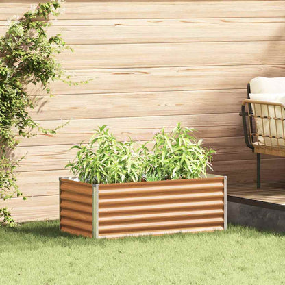 Garden Raised Bed Light Brown 98 x 50 x 36 cm Galvanised Steel