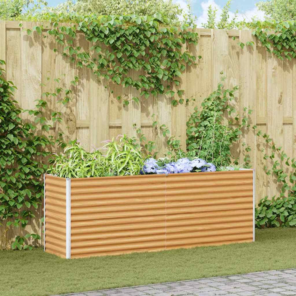 Garden Raised Bed Light Brown 195 x 50 x 68 cm Galvanised Steel