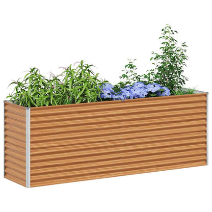 Garden Raised Bed Light Brown 195 x 50 x 68 cm Galvanised Steel