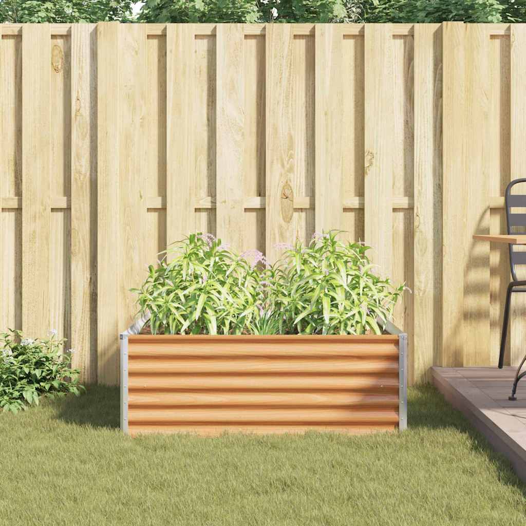 Garden Raised Bed Light Brown 98 x 100 x 36 cm Galvanised Steel