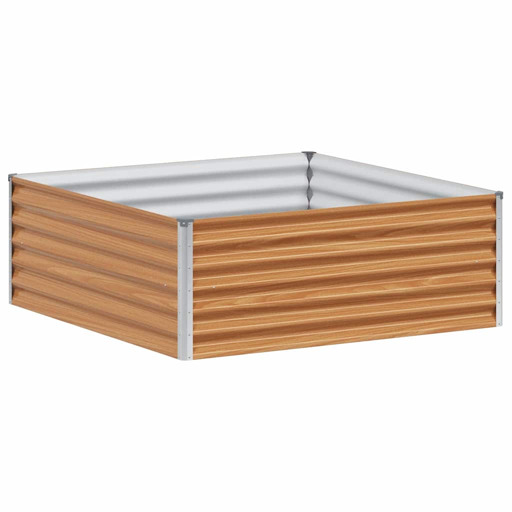Garden Raised Bed Light Brown 98 x 100 x 36 cm Galvanised Steel