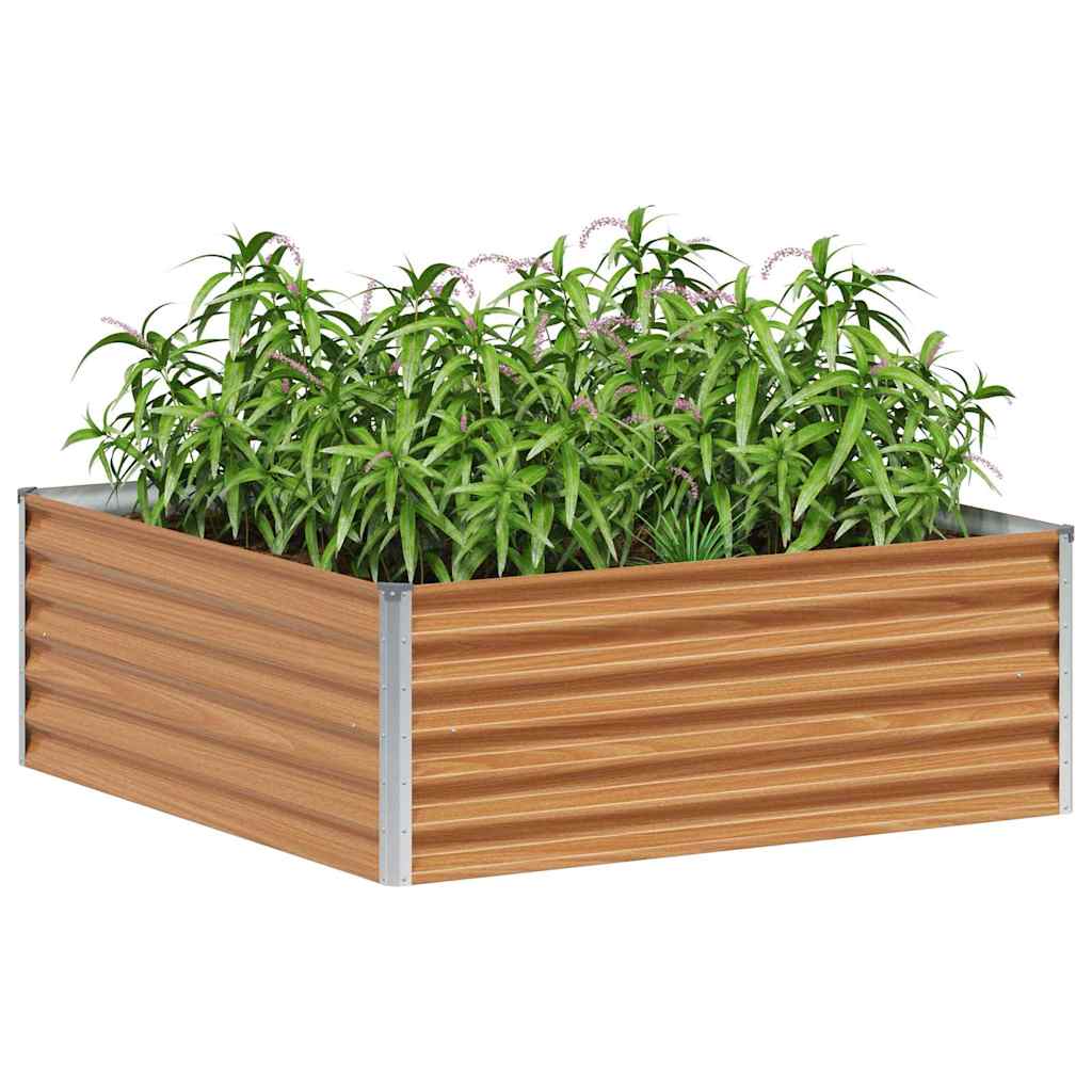 Garden Raised Bed Light Brown 98 x 100 x 36 cm Galvanised Steel