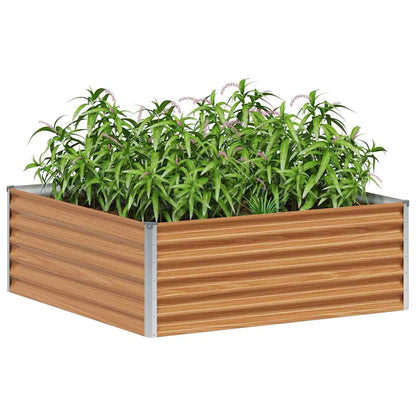 Garden Raised Bed Light Brown 98 x 100 x 36 cm Galvanised Steel