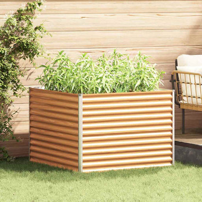 Garden Raised Bed Light Brown 98 x 100 x 68 cm Galvanised Steel