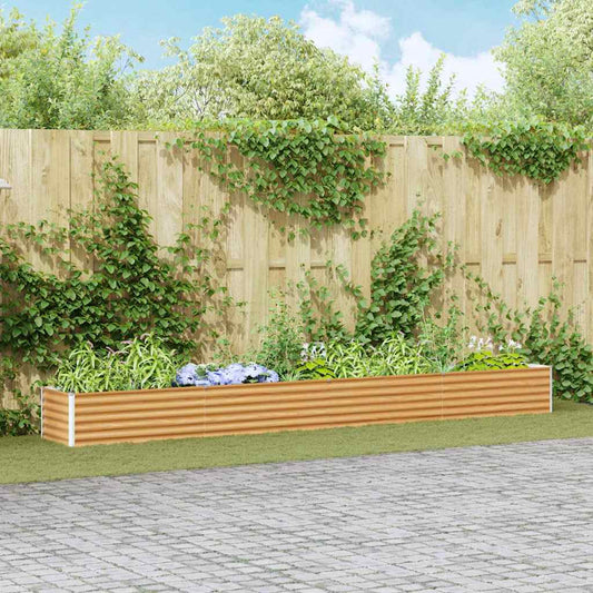 Garden Raised Bed Light Brown 390 x 50 x 36 cm Galvanised Steel