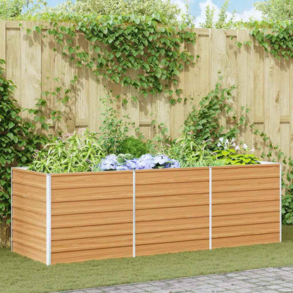 Garden Raised Bed Light Brown 240 x 80 x 77 cm Galvanised Steel