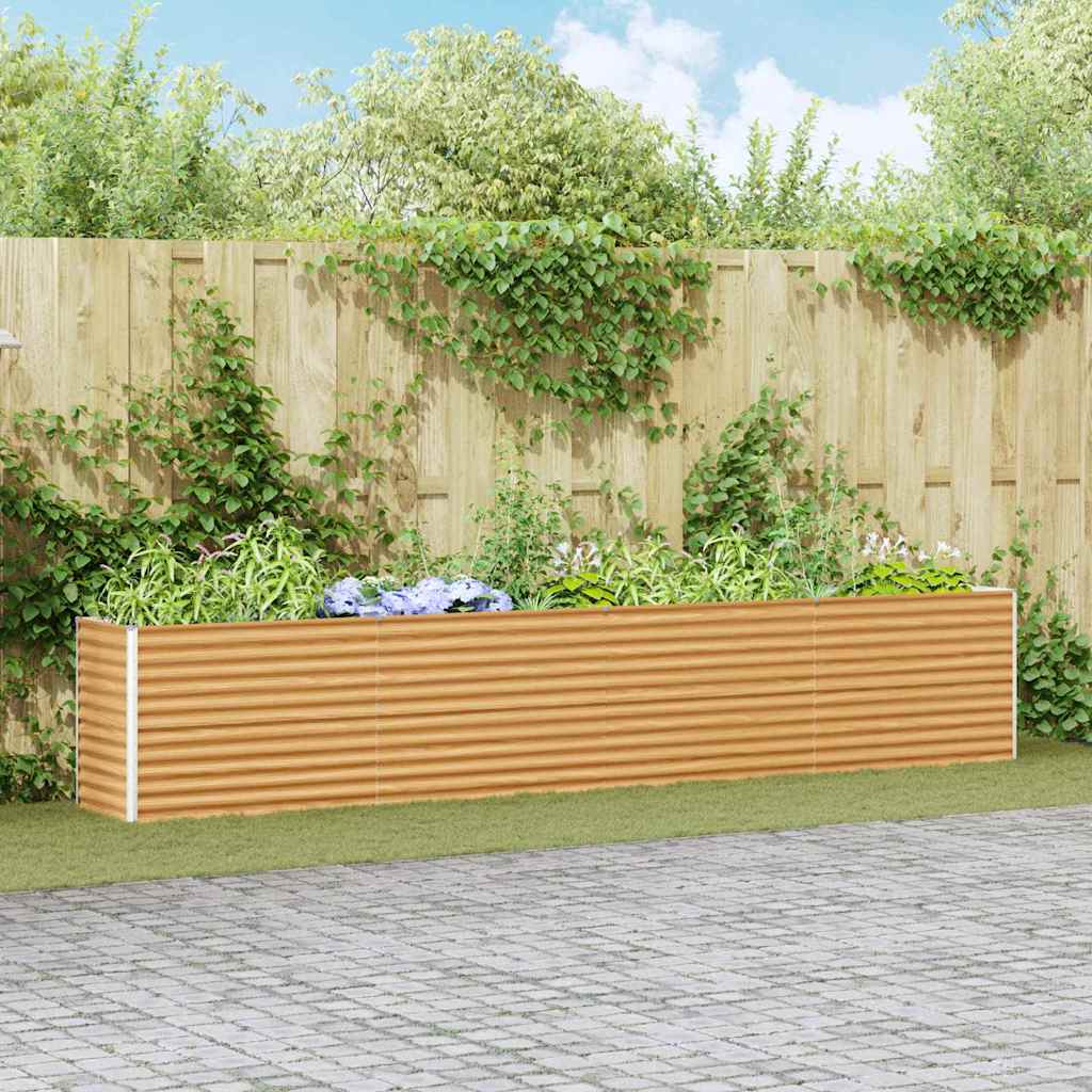Garden Raised Bed Light Brown 390 x 50 x 68 cm Galvanised Steel