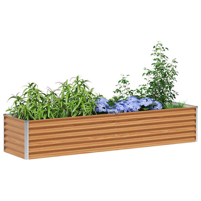 Garden Raised Bed Light Brown 195 x 50 x 36 cm Galvanised Steel