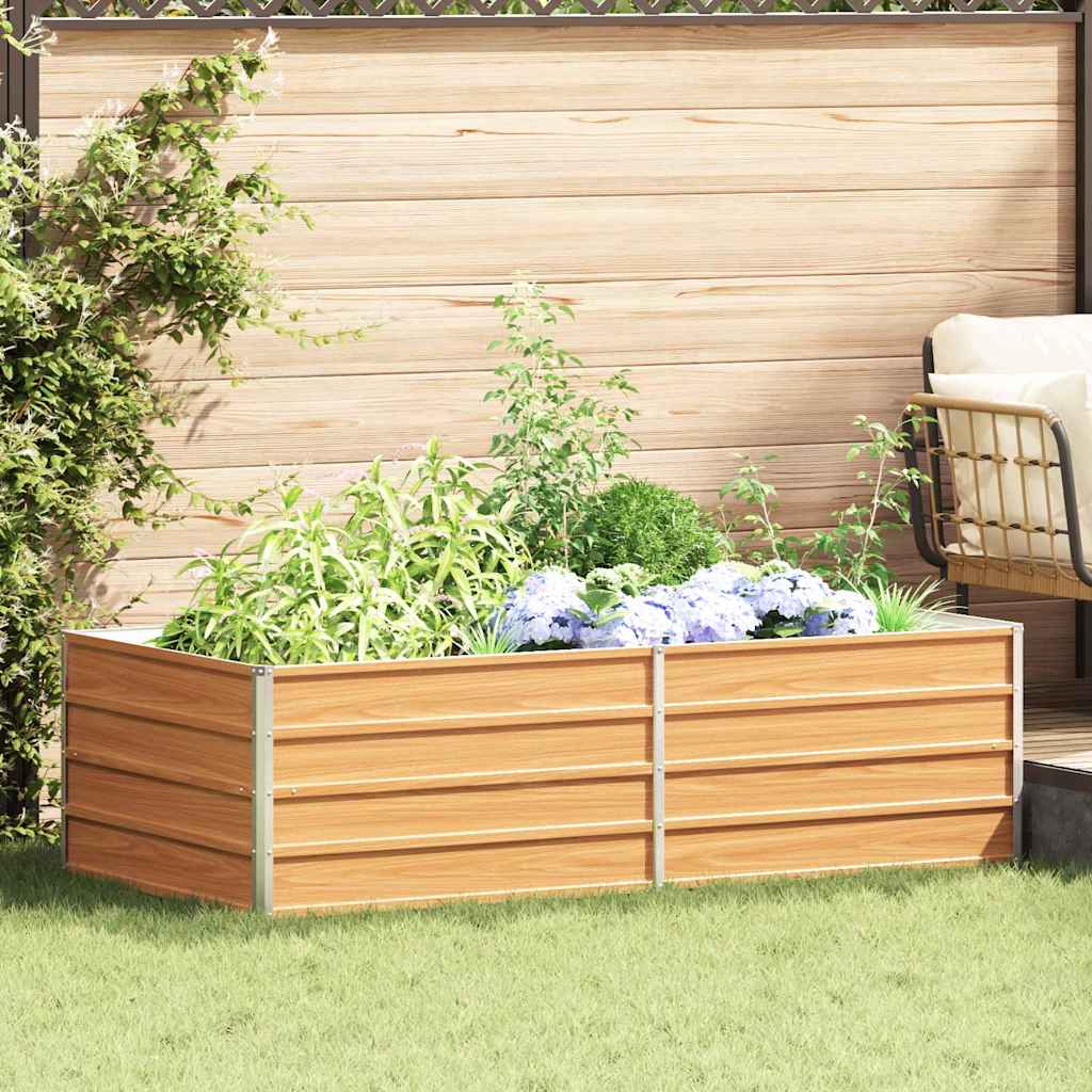 Garden Raised Bed Light Brown 160 x 80 x 45 cm Galvanised Steel