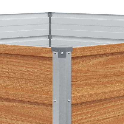 Raised Garden Bed Wood Look 129 x 129 x 45 cm Galvanised Steel