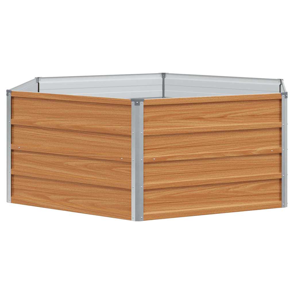 Raised Garden Bed Wood Look 129 x 129 x 45 cm Galvanised Steel