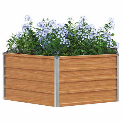 Raised Garden Bed Wood Look 129 x 129 x 45 cm Galvanised Steel