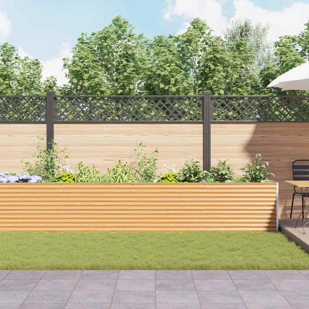 Garden Raised Bed Light Brown 582 x 50 x 68 cm Galvanised Steel