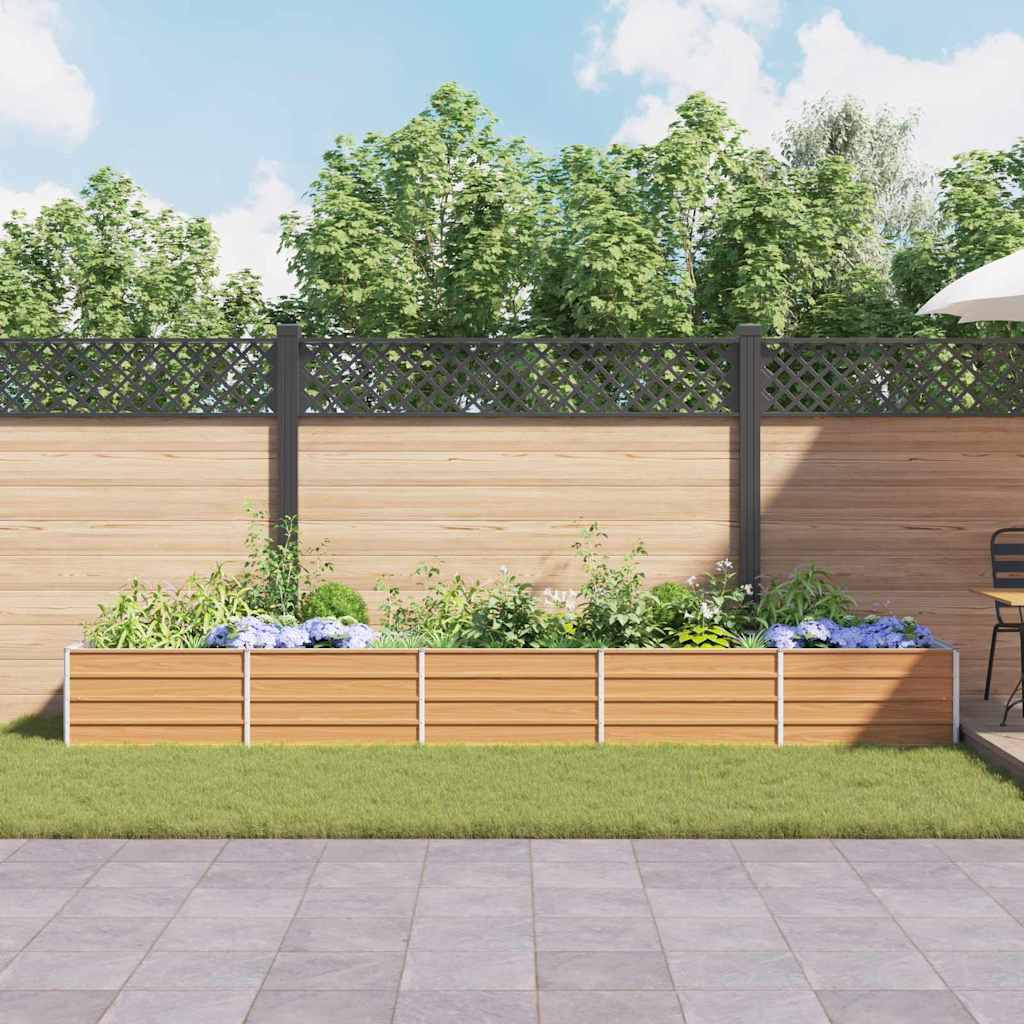 Garden Raised Bed Light Brown 400 x 80 x 45 cm Galvanised Steel