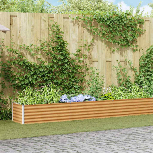 Garden Raised Bed Light Brown 970 x 50 x 36 cm Galvanised Steel