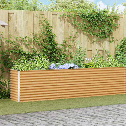 Garden Raised Bed Light Brown 485 x 50 x 68 cm Galvanised Steel