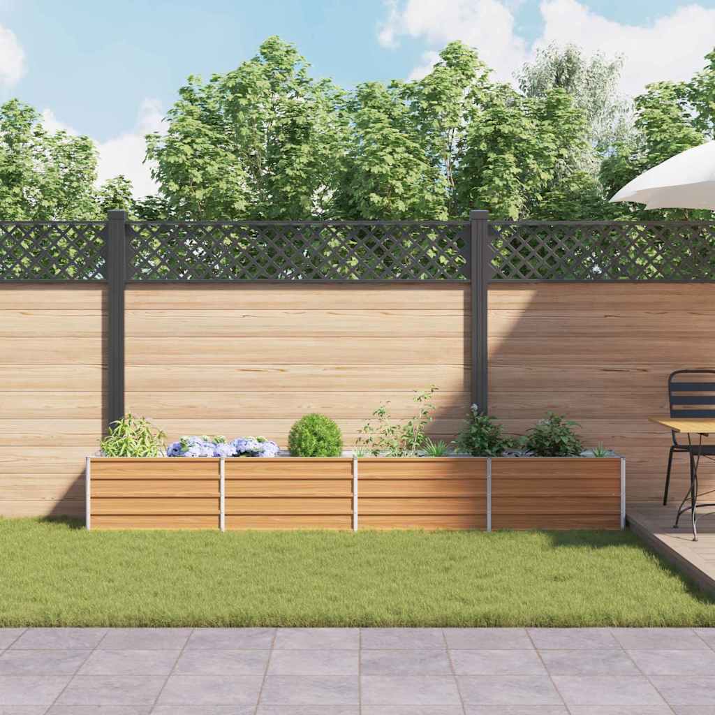 Garden Raised Bed Light Brown 320 x 40 x 45 cm Galvanised Steel