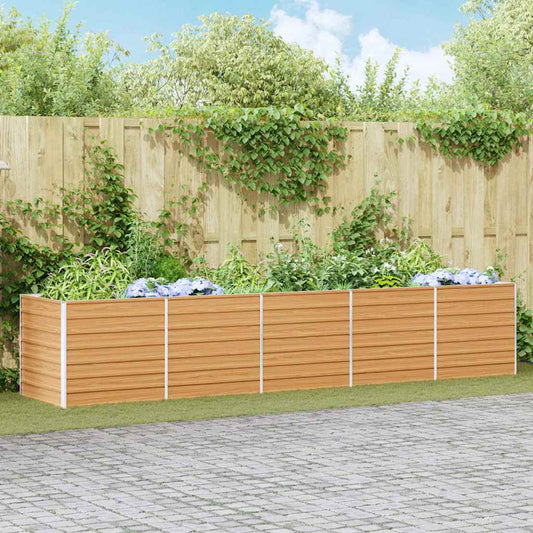 Garden Raised Bed Light Brown 400 x 80 x 77 cm Galvanised Steel