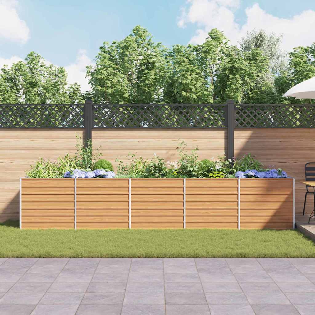 Garden Raised Bed Light Brown 400 x 80 x 77 cm Galvanised Steel