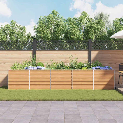 Garden Raised Bed Light Brown 400 x 80 x 77 cm Galvanised Steel