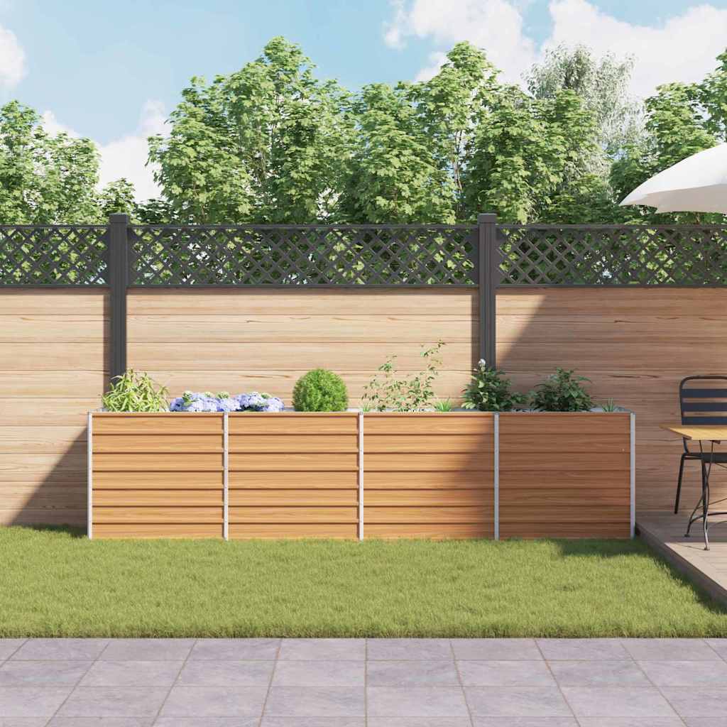 Garden Raised Bed Light Brown 320 x 40 x 77 cm Galvanised Steel
