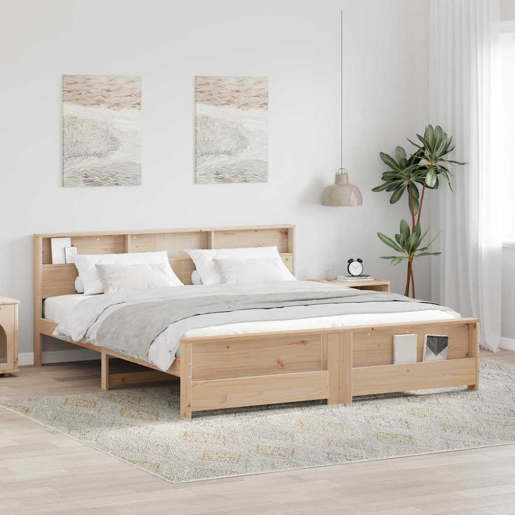 Bed Frame with Headboard Brown 200 x 200 cm Engineered Wood
