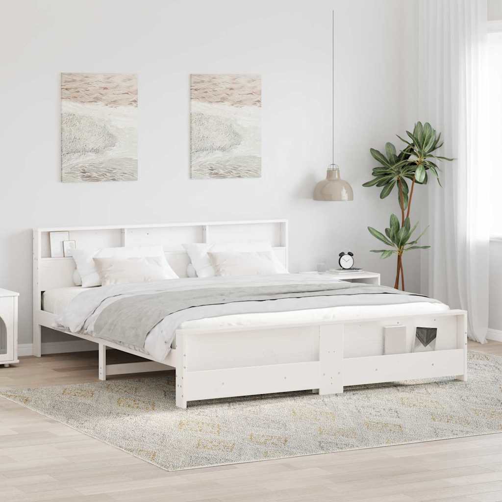 Bed Frame with Headboard White 200 x 200 cm Engineered Wood