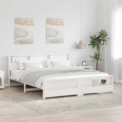 Bed Frame with Headboard White 200 x 200 cm Engineered Wood