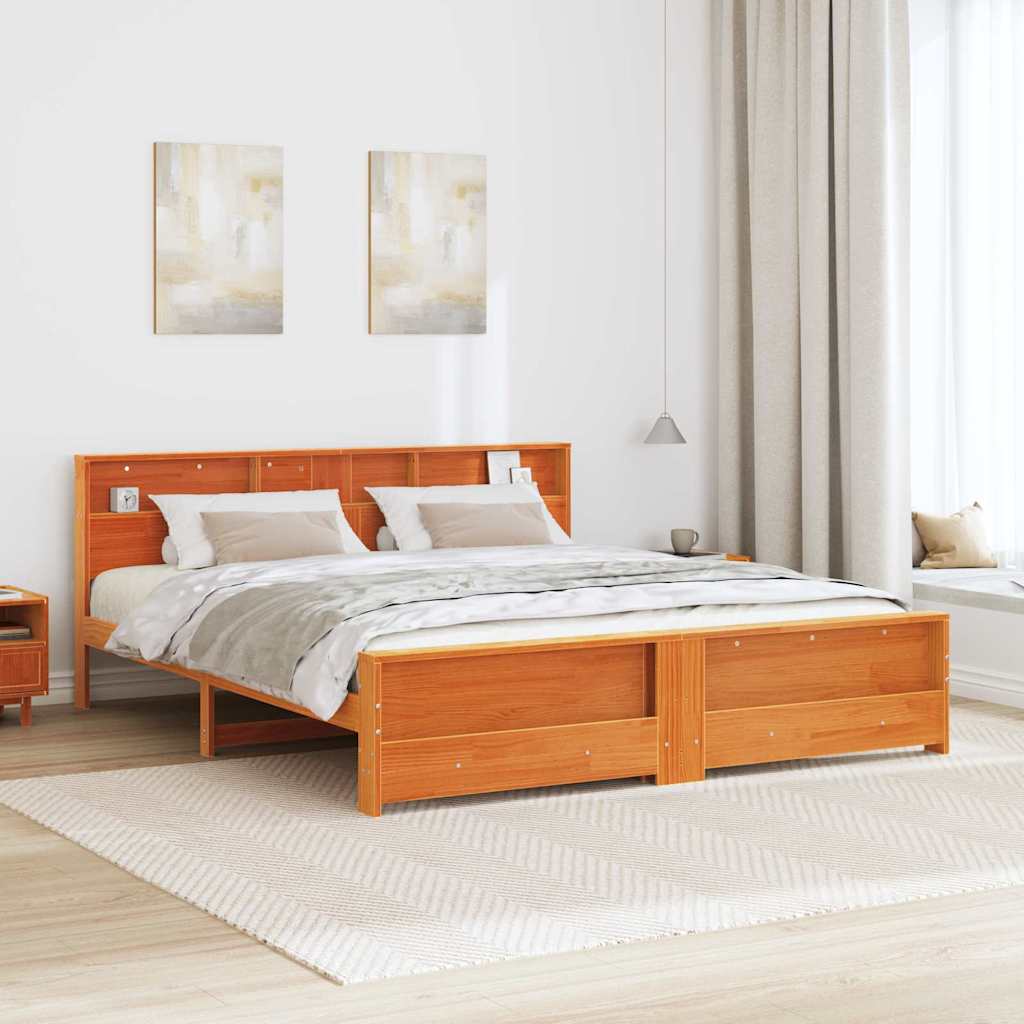 Bed Frame with Headboard Wax Brown 180 x 200 cm Engineered Wood