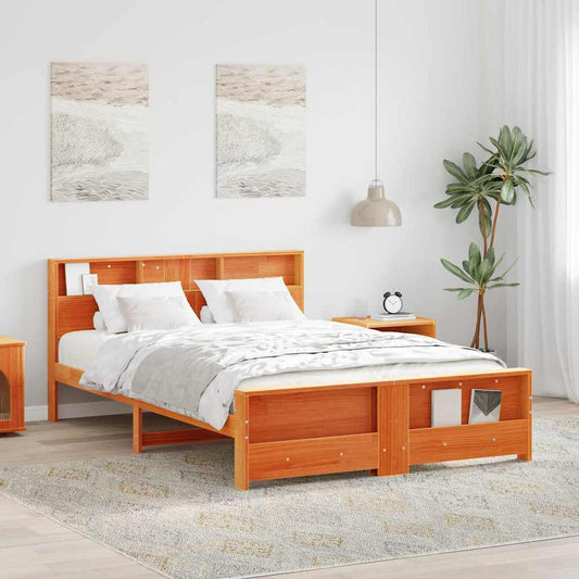Bed Frame with Headboard Wax Brown 160 x 200 cm Engineered Wood