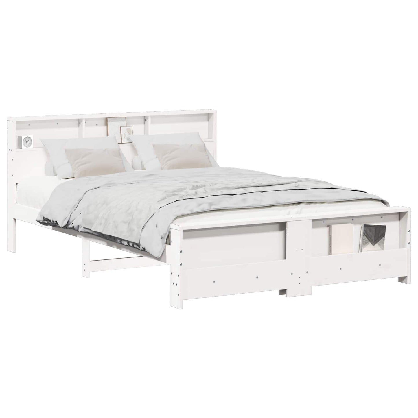 Bed Frame with Headboard White 150 x 200 cm Engineered Wood
