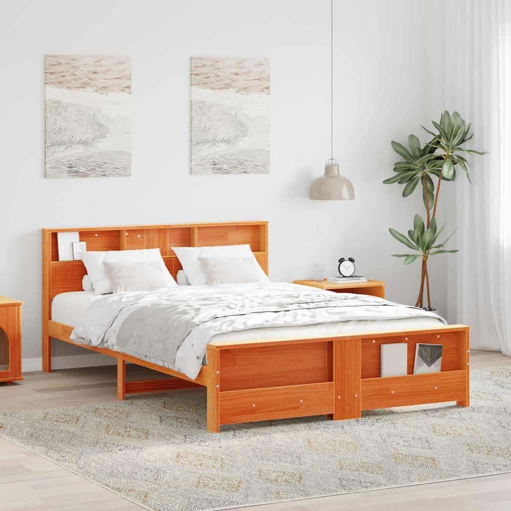 Bed Frame with Headboard Wax Brown 150 x 200 cm Engineered Wood