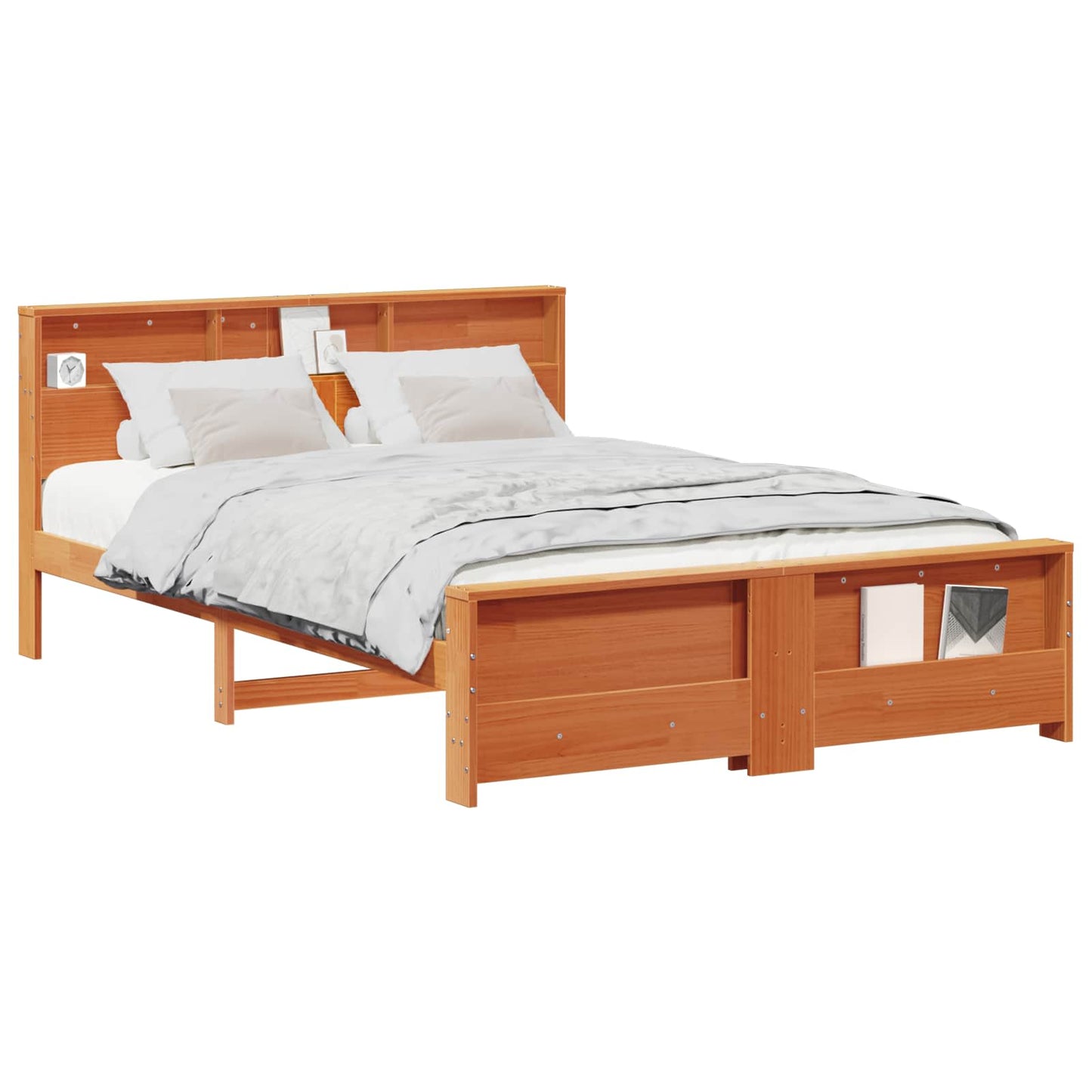 Bed Frame with Headboard Wax Brown 150 x 200 cm Engineered Wood