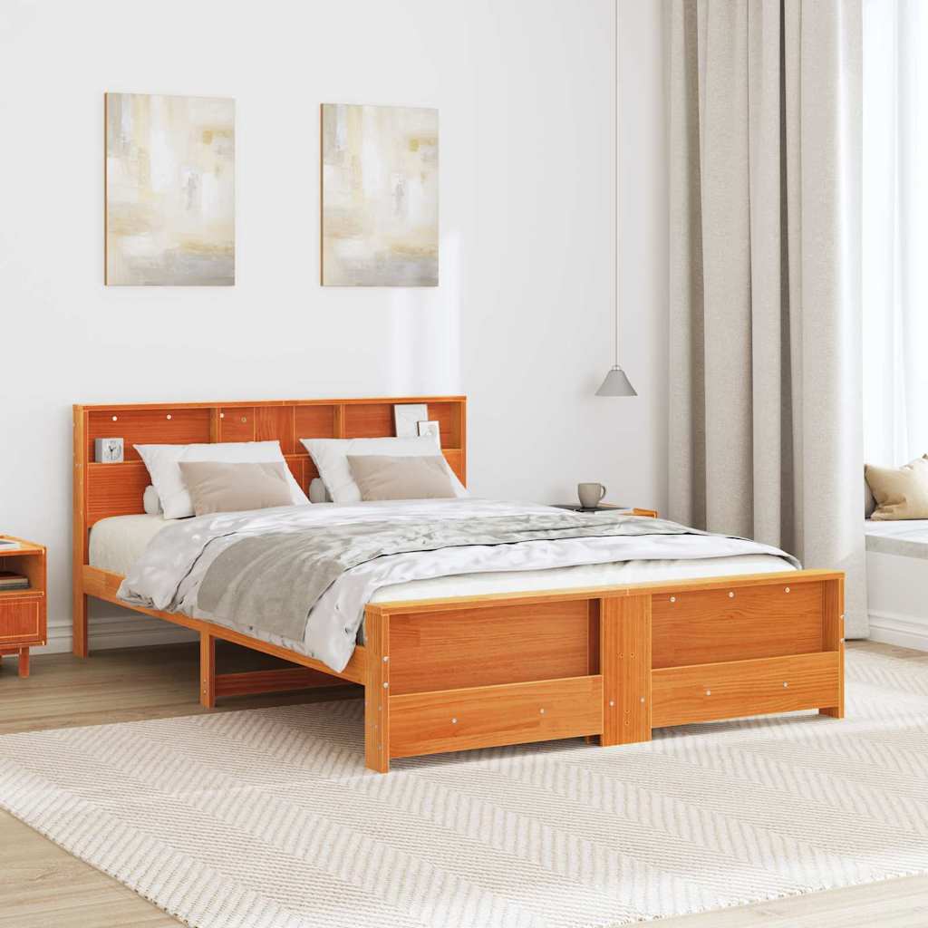 Bed Frame with Headboard Wax Brown 140 x 200 cm Engineered Wood