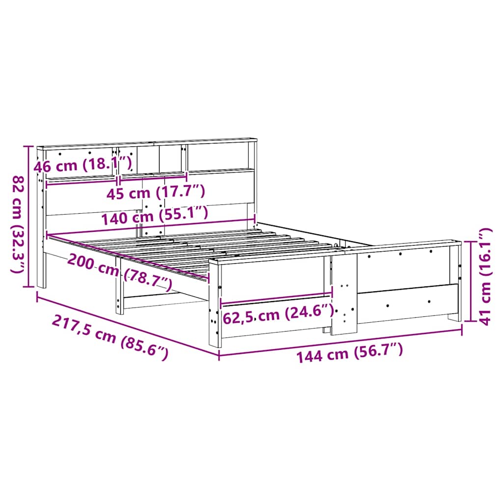 Bed Frame with Headboard Wax Brown 140 x 200 cm Engineered Wood