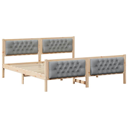 Bed Frame Light Grey 180 x 200 cm Solid Pine Wood