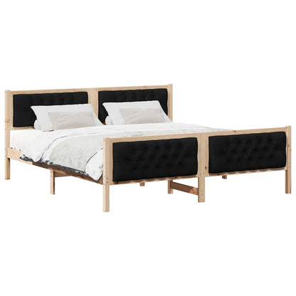 Bed Frame with Headboard Black 180 x 200 cm Solid Pine Wood