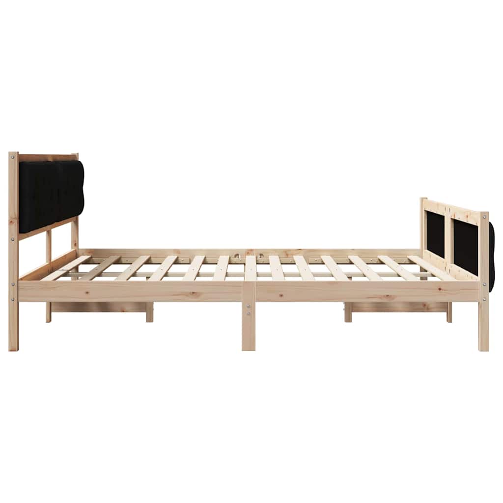 Bed Frame with Headboard Black 180 x 200 cm Solid Pine Wood