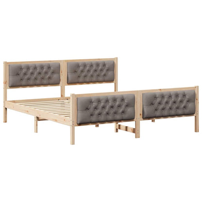 Bed Frame with Headboard Taupe 180 x 200 cm Solid Pine Wood
