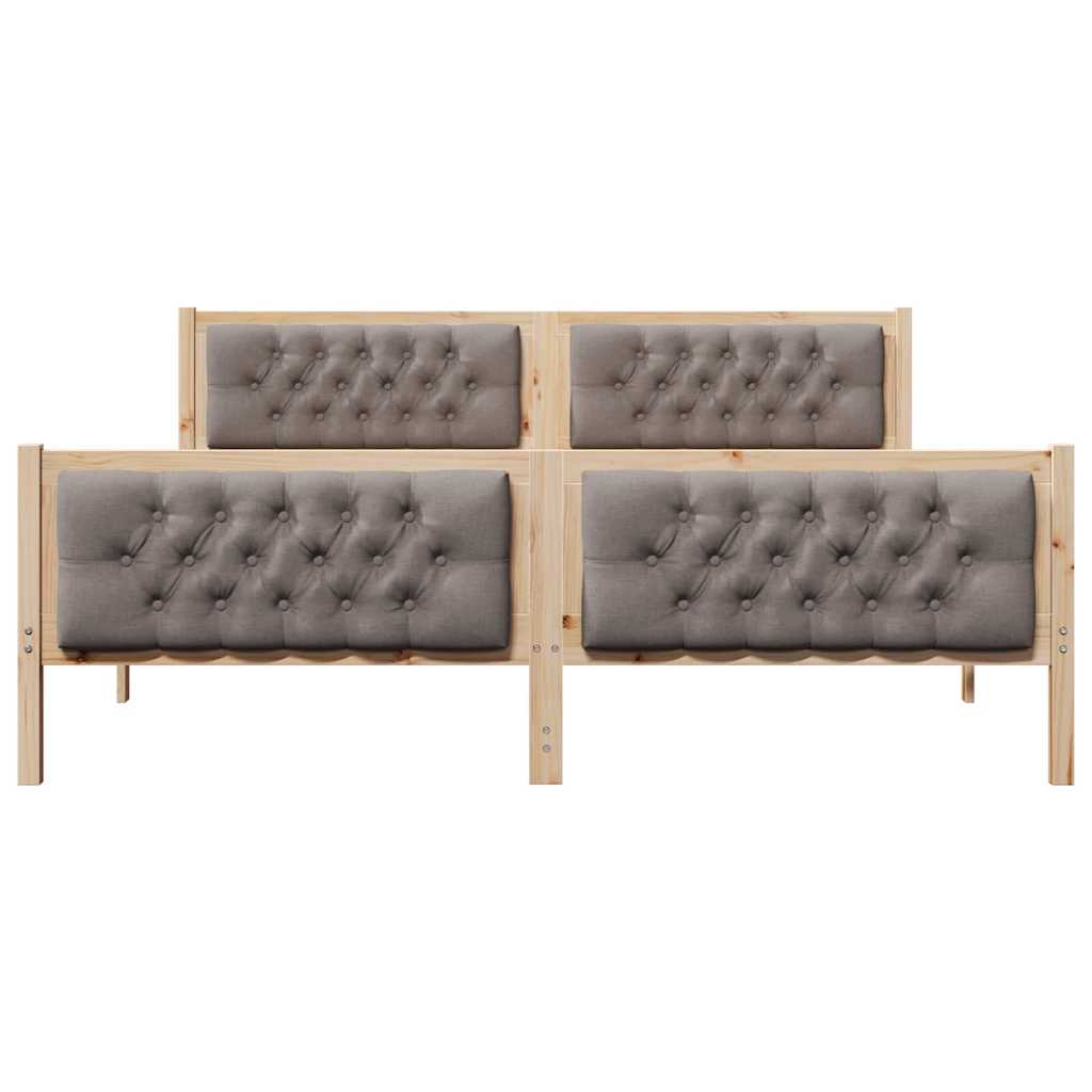 Bed Frame with Headboard Taupe 180 x 200 cm Solid Pine Wood
