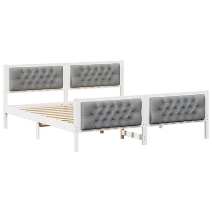 Bed Frame Light Grey 180 x 200 cm Solid Pine Wood